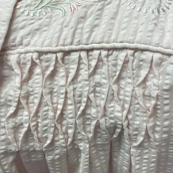 Miss Elaine Nightgown XL Pink Seersucker Cotton Short Sleeve Snap Front - Picture 5 of 7